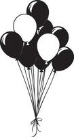 Bunch of balloons clean simple icon silhouette black vector
