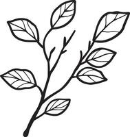 Autumn branch clean simple icon outline black vector