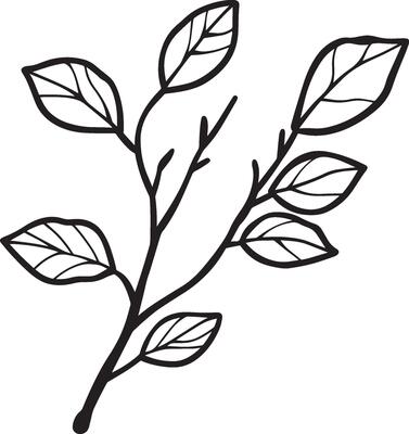 Autumn branch clean simple icon outline black