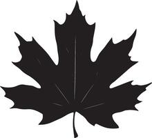 a black illustration of a maple leaf vector