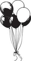 Bunch of balloons clean simple linear outline black vector