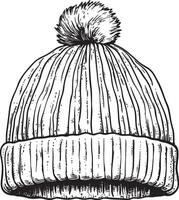 Knitted hat clean simple linear outline black vector