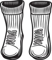 Pair of woolen socks clean simple linear outline black vector