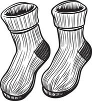 Pair of woolen socks clean simple linear outline black vector