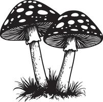Red fly agarics clean simple icon outline black vector