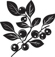 Branch with cranberries clean simple icon outline black vector