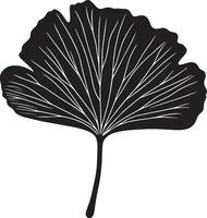 Ginko leaf clean simple linear outline black vector