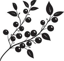 Branch with cranberries clean simple silhouette black vector