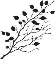 Autumn branch clean simple silhouette black vector