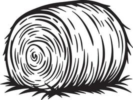 hay bale clean simple linear outline black vector