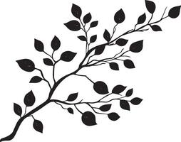 Autumn branch clean simple icon silhouette black vector