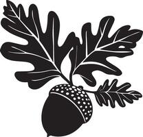 Acorns with Oak Leaves clean simple icon silhouette black vector