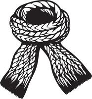 Wool knitted scarf clean simple icon outline black vector