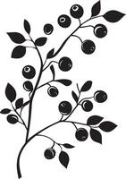 Branch with cranberries clean simple silhouette black vector