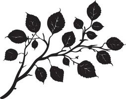 Autumn branch clean simple icon silhouette black vector