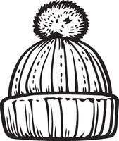 Knitted hat clean simple icon outline black vector