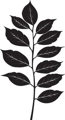 rowan tree leaf clean simple silhouette black