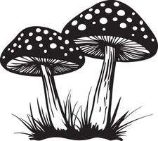 Red fly agarics clean simple icon outline black vector