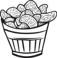 potato chips clean simple linear outline black vector