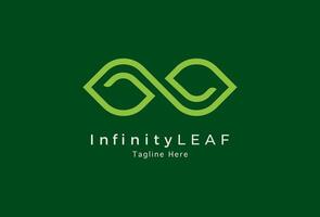 Infinity Leaf logo, Leaf with infinity symbol of immortality combination, Leaf logo design template element, illustration vector