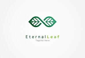 Infinity Leaf logo, Leaf with infinity symbol of immortality combination, Leaf logo design template design element, illustration vector