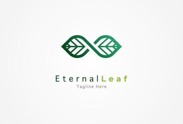 Infinity Leaf logo, Leaf with infinity symbol of immortality combination, Leaf logo design template design element, illustration