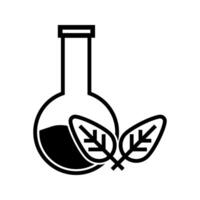 laboratory flask with leaf icon vector