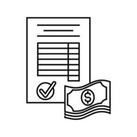 tax accounting sheet with money and checkmark icon vector