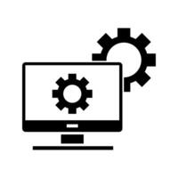 monitor with cogwheel icon vector