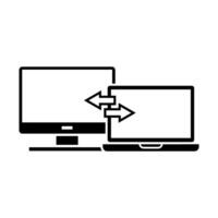 illustration of data transfer from desktop to laptop vector