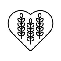 heart with wheats icon vector
