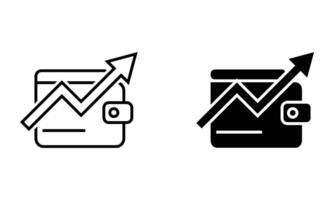 wallet with arrow up icon vector
