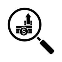 stack of money and magnifying glass vector