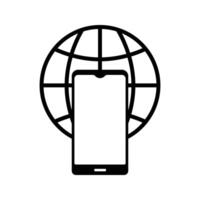 smartphone with globe vector