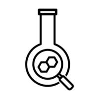 laboratory flask with magnifying glass vector