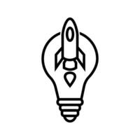 lightbulb with rocket icon vector