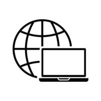 laptop with globe icon vector