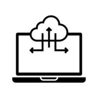 laptop with upload and download symbol icon vector