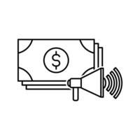 stack of money with megaphone icon vector
