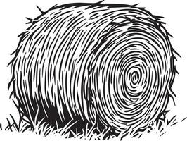 hay bale clean simple linear outline black vector