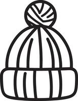 Knitted hat clean simple icon outline black vector