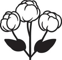 Cotton boll clean simple icon outline black vector
