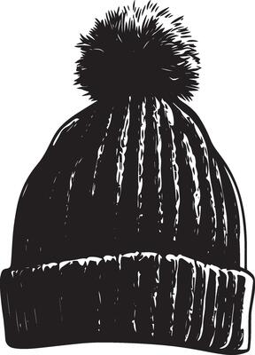 Knitted hat clean simple silhouette black