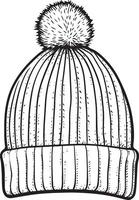 Knitted hat clean simple linear outline black vector