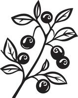 Branch with cranberries clean simple icon outline black vector