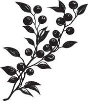 Branch with cranberries clean simple silhouette black vector