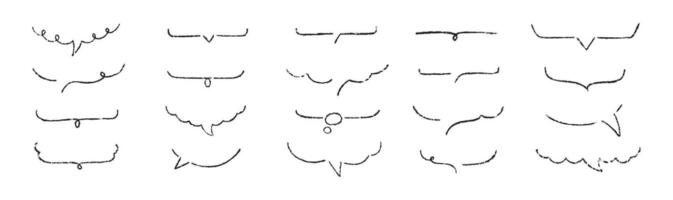 Set of hand drawn grunge crayon, charcoal, chalk bottom of speech bubbles. Japan handwritten illustration on a white background. vector