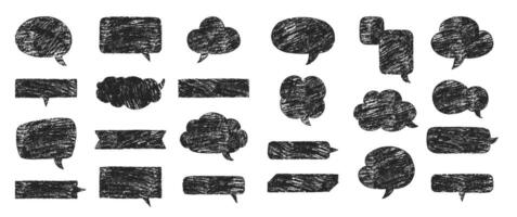 Set of text boxes and speech bubbles with crayon or chalk texture. Japan handwritten illustration on a white background. vector