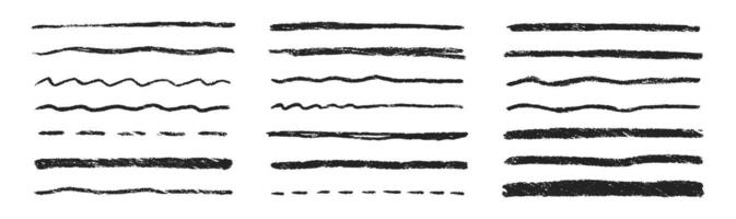 Set of chalk underline lines and texture strokes. Crayon mark brush line on a white background. Handwriting illustration. vector