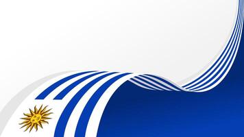 Curved ribbon with flag of Uruguay on white background with copyspace vector